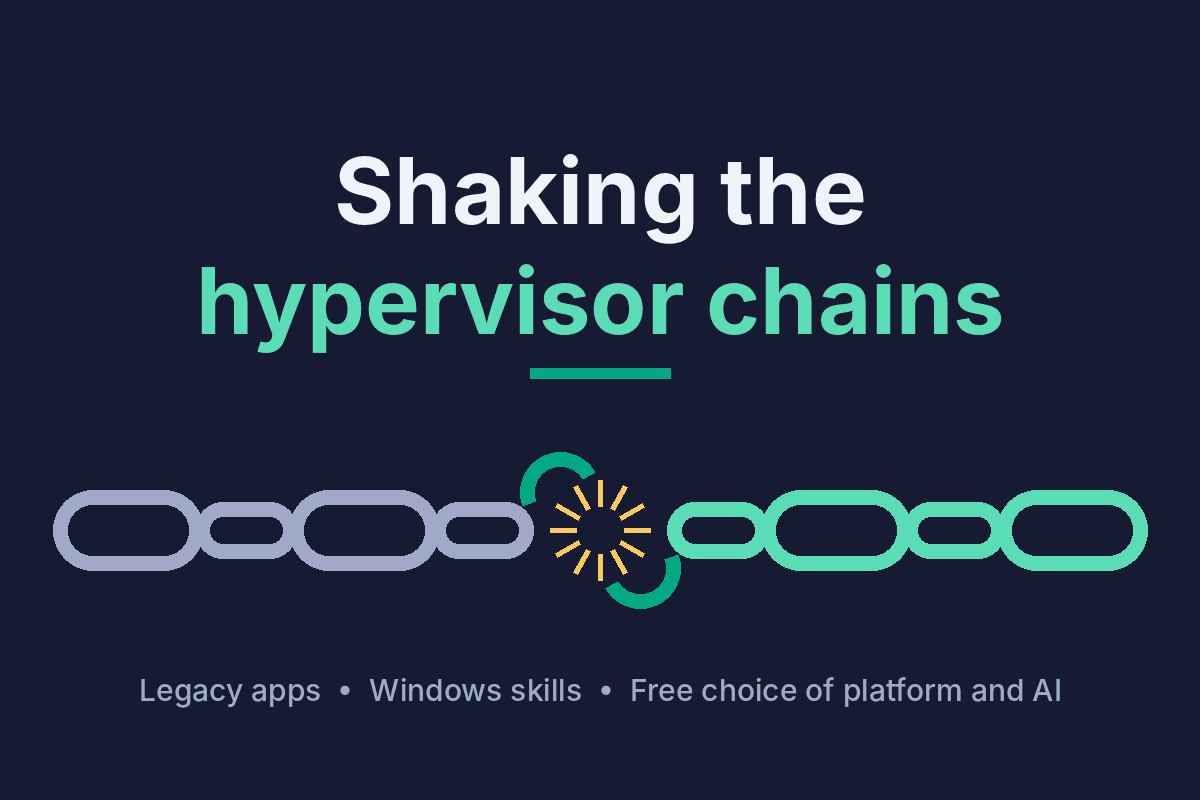 A chain breaking in the middle, under the title Shaking the hypervisor chains